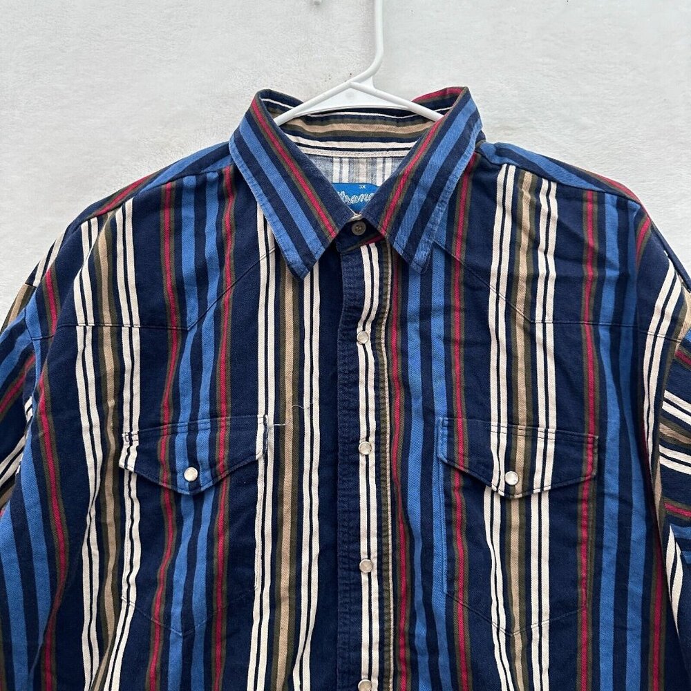 Vintage Wrangler Shirt Mens 2XL Western Pearl Snap Striped Rodeo Cowboy - Picture 2 of 7